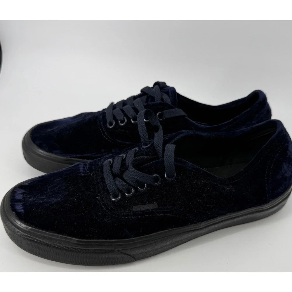 Vans Authentic Navy Blue Crushed Velvet Low Top Sneakers Mens 9.5 721454